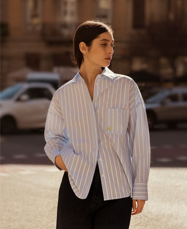 Alohas42TFH754 女性 ストリップ - 長袖コットンパジャマ