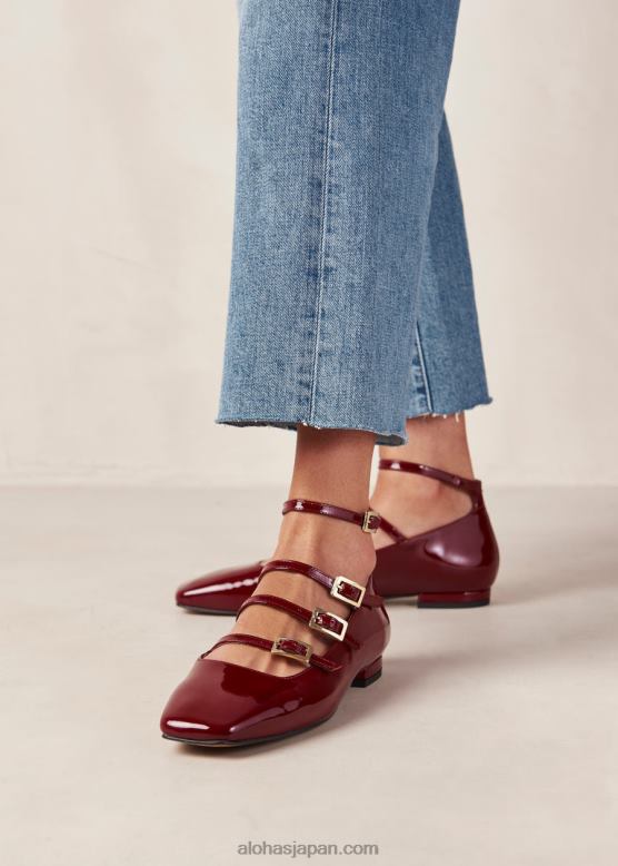 Alohas オニックスワイン ブルゴーニュ 42TFH1 女性 ルーク - レッドのパテントレザーバレエシューズ