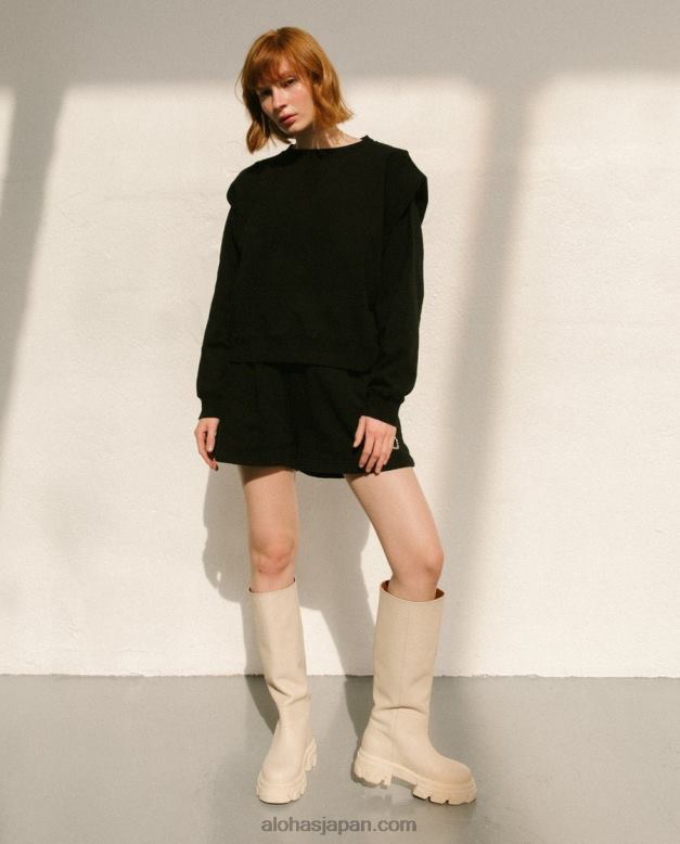 Alohas 黒 42TFH1001 女性 doppio - ブラックコットントップ