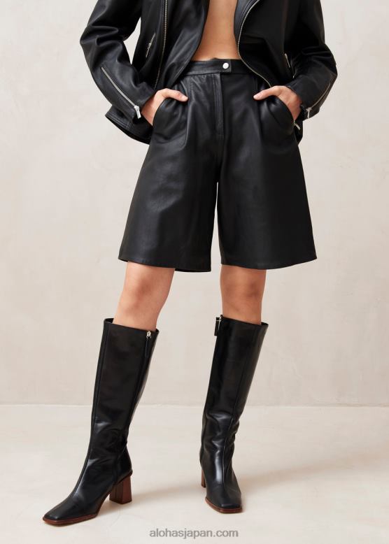 Alohas 黒 42TFH1020 女性 トゥールーズ - 黒のレザーショートパンツ