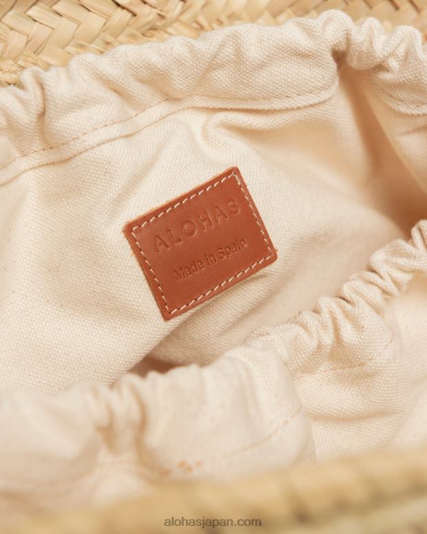 Alohas 黄褐色 42TFH1040 女性 パルメット - ブラウン レザー ストロー バッグ