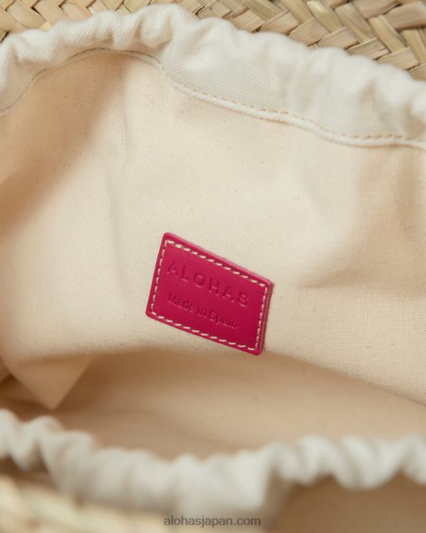 Alohas 口紅レッドマゼンタ 42TFH1041 女性 パルメット - 赤とピンクの革製ストローバッグ