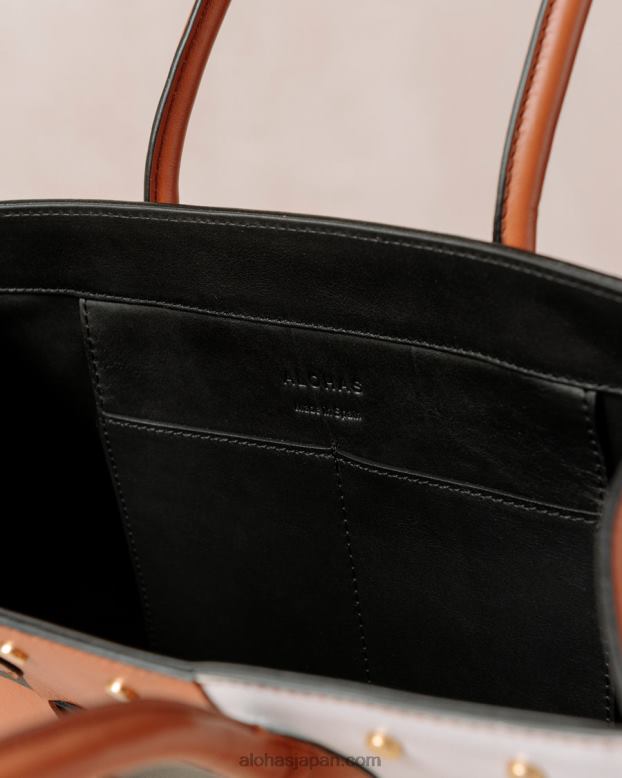 Alohas スカッキブラックタンブライトホワイト 42TFH1049 女性 the w scacchi - ブラウン マルチカラー レザー ハンドバッグ