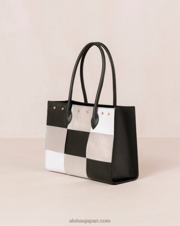 Alohas スカッキブラックシルバーブライトホワイト 42TFH1050 女性 the w scacchi - ブラックマルチカラーレザーバッグ