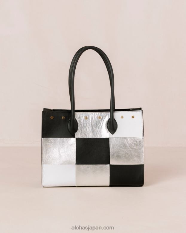 Alohas スカッキブラックシルバーブライトホワイト 42TFH1050 女性 the w scacchi - ブラックマルチカラーレザーバッグ