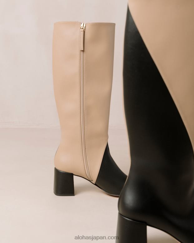 Alohas ブラックタヒニベージュ 42TFH105 女性 チョーク - 黒とベージュのビーガン レザー ブーツ