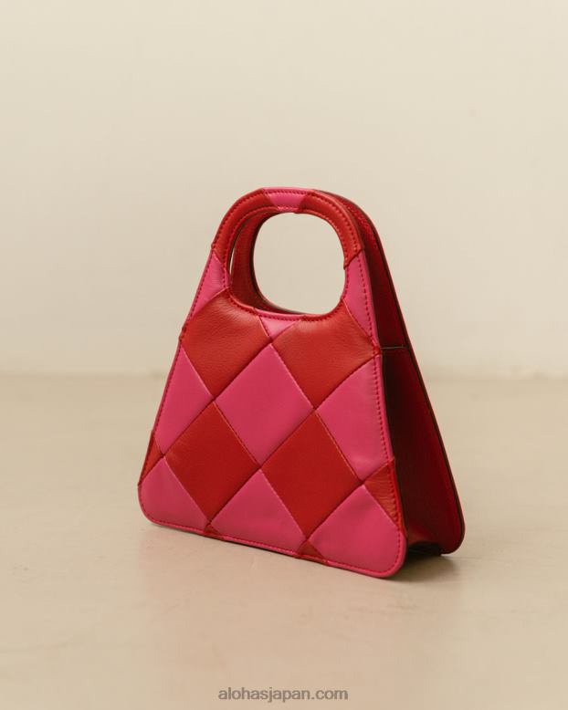 Alohas スカッキ リップスティック レッドマゼンタ 42TFH1074 女性 a scacchi - 赤とピンクの市松模様のハンドバッグ