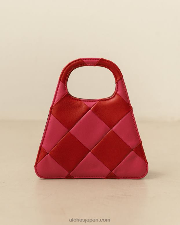 Alohas スカッキ リップスティック レッドマゼンタ 42TFH1074 女性 a scacchi - 赤とピンクの市松模様のハンドバッグ