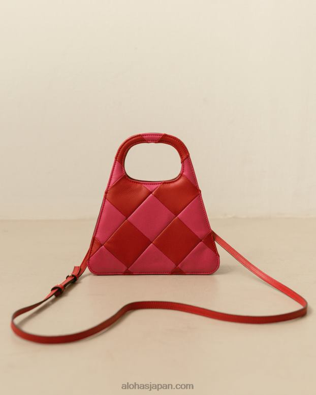 Alohas スカッキ リップスティック レッドマゼンタ 42TFH1074 女性 a scacchi - 赤とピンクの市松模様のハンドバッグ