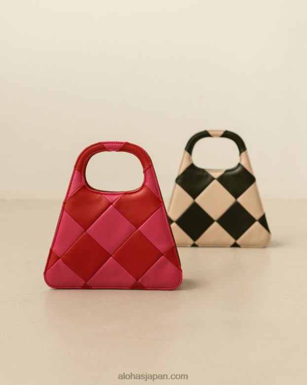 Alohas スカッキ リップスティック レッドマゼンタ 42TFH1074 女性 a scacchi - 赤とピンクの市松模様のハンドバッグ