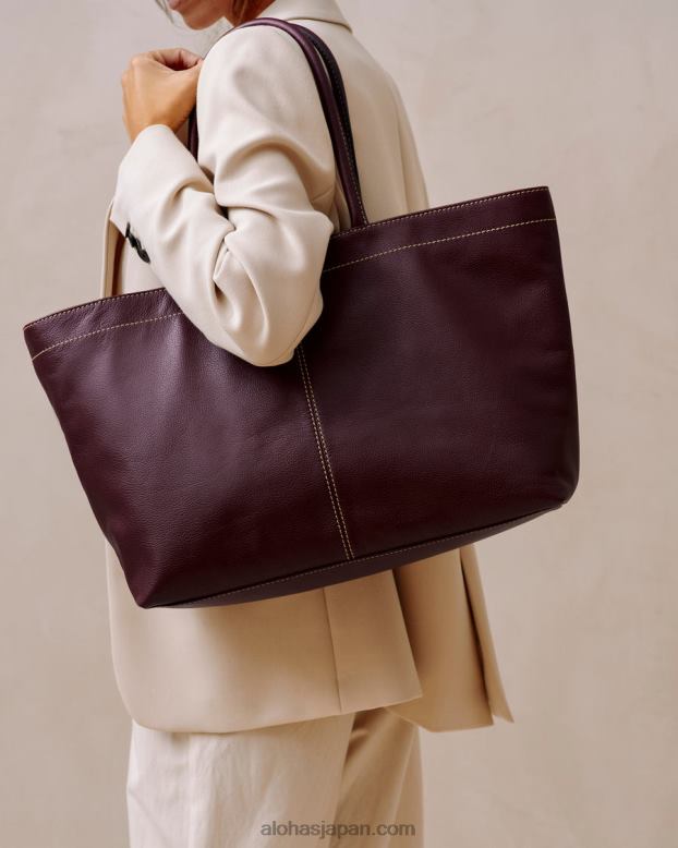Alohas ダークバーガンディ 42TFH1091 女性 the f - レッド レザー ハンドバッグ