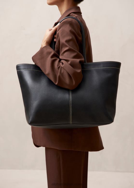 Alohas 黒 42TFH1093 女性 the f - ブラックレザーハンドバッグ