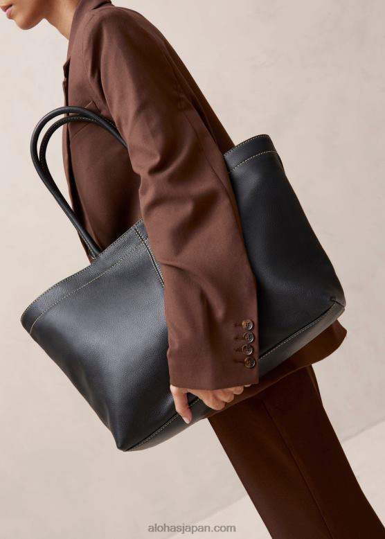 Alohas 黒 42TFH1093 女性 the f - ブラックレザーハンドバッグ
