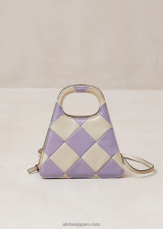 Alohas スカッキ モーブアイボリー 42TFH1098 女性 a scacchi - 白と紫の市松模様のハンドバッグ