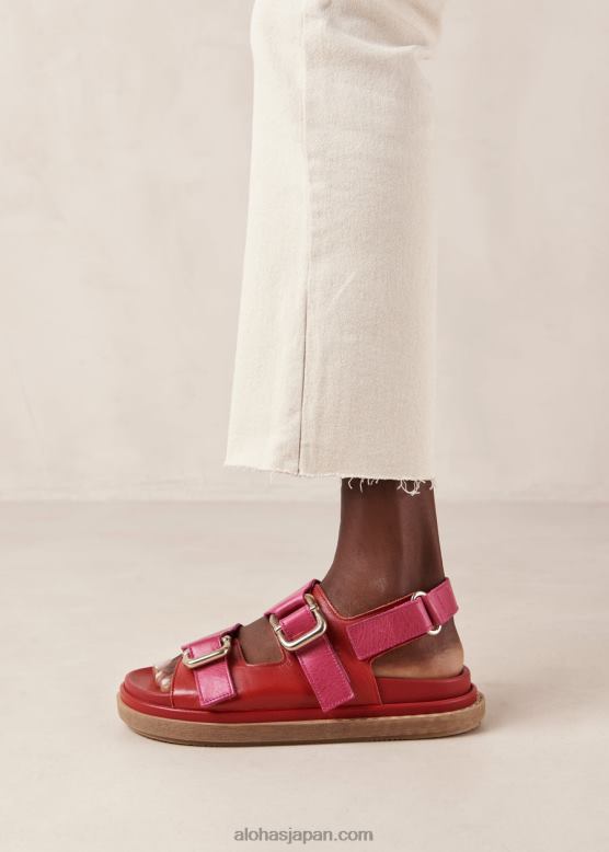Alohas 口紅レッドマゼンタ 42TFH10 女性 harper - 赤とピンクのレザーサンダル