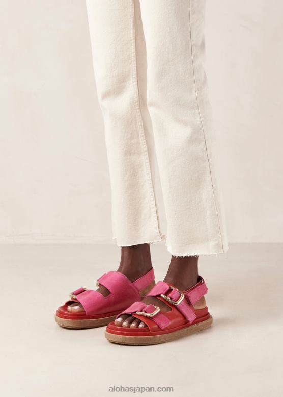 Alohas 口紅レッドマゼンタ 42TFH10 女性 harper - 赤とピンクのレザーサンダル