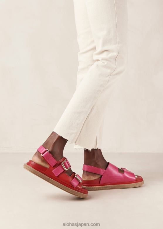 Alohas 口紅レッドマゼンタ 42TFH10 女性 harper - 赤とピンクのレザーサンダル