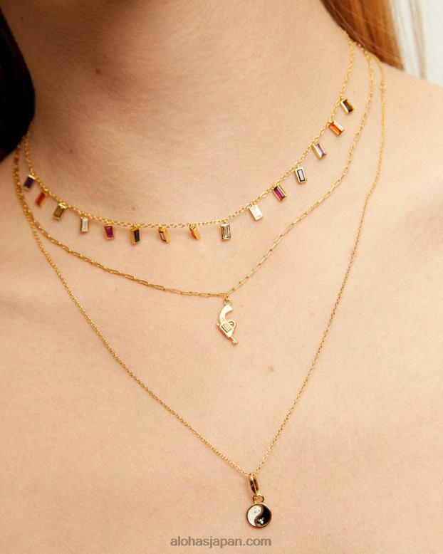 Alohas 金 42TFH1110 女性 Aquarius - マルチカラージェムストーンゴールドネックレス