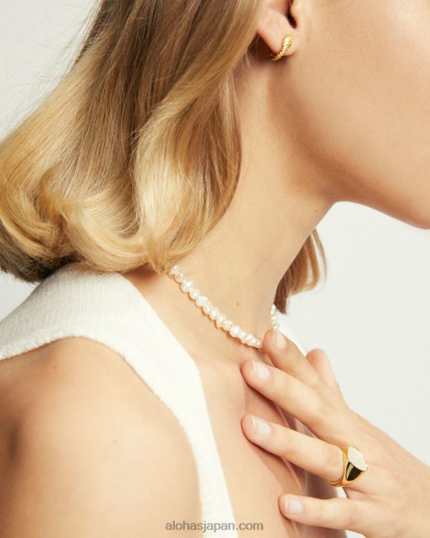 Alohas 金 42TFH1126 女性 シンプルなパールネックレス