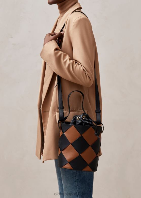 Alohas スカッキブラックタン 42TFH1152 女性 the u venti scacchi - 黒と茶色のレザー ハンドバッグ