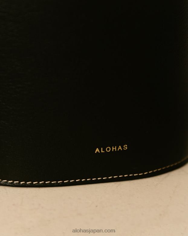 Alohas ワッフルブラック 42TFH1155 女性 the u venti ワッフル - ブラックレザーハンドバッグ