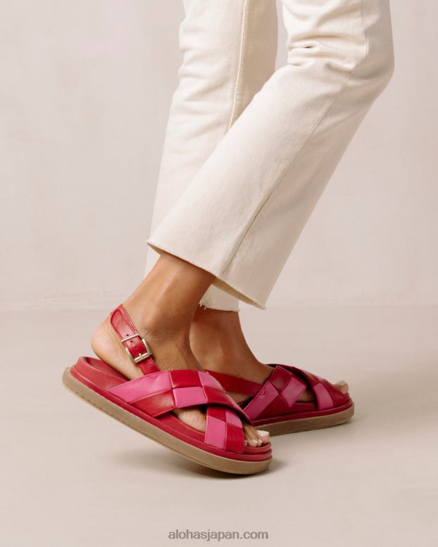 Alohas スカッキ リップスティック レッドマゼンタ 42TFH121 女性 マシュマロスカッキ - 赤とピンクのレザーサンダル