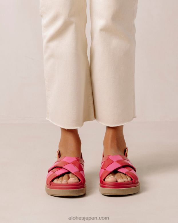 Alohas スカッキ リップスティック レッドマゼンタ 42TFH121 女性 マシュマロスカッキ - 赤とピンクのレザーサンダル