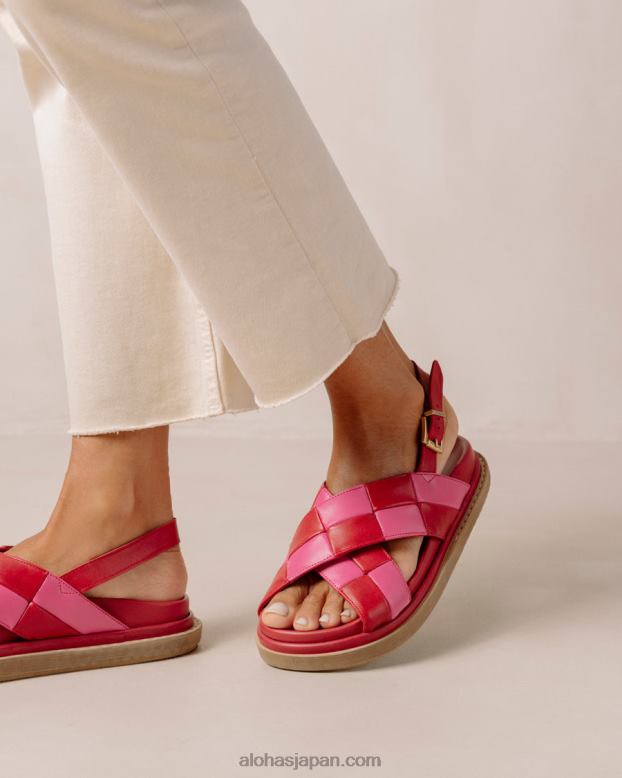 Alohas スカッキ リップスティック レッドマゼンタ 42TFH121 女性 マシュマロスカッキ - 赤とピンクのレザーサンダル