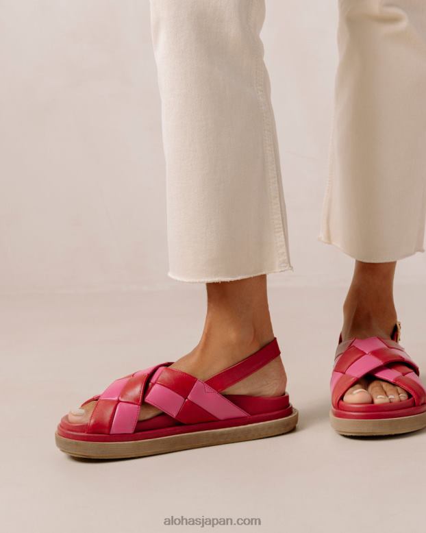 Alohas スカッキ リップスティック レッドマゼンタ 42TFH121 女性 マシュマロスカッキ - 赤とピンクのレザーサンダル