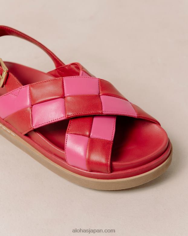 Alohas スカッキ リップスティック レッドマゼンタ 42TFH121 女性 マシュマロスカッキ - 赤とピンクのレザーサンダル