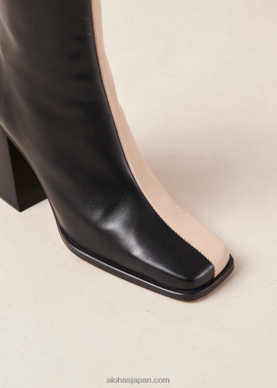 Alohas 黒 42TFH144 女性 サウスバイカラー - 黒とベージュのレザーブーツ