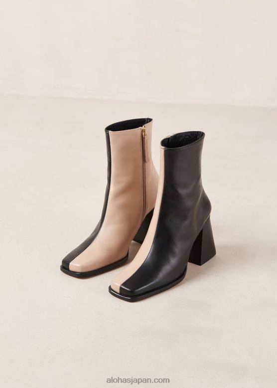 Alohas 黒 42TFH144 女性 サウスバイカラー - 黒とベージュのレザーブーツ