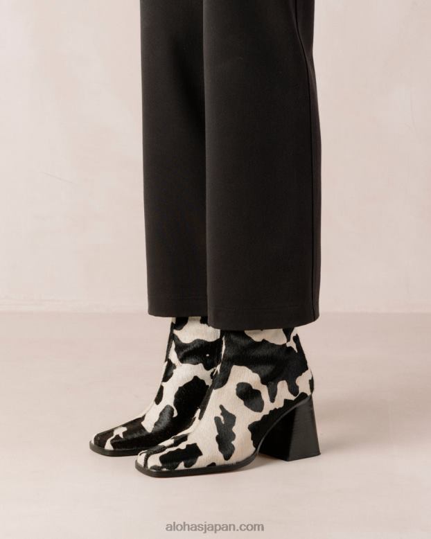 Alohas 牛の黒のプリント 42TFH147 女性 South Cow - 牛柄レザーブーツ
