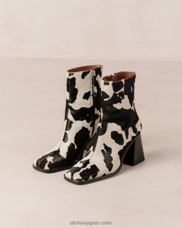 Alohas 牛の黒のプリント 42TFH147 女性 South Cow - 牛柄レザーブーツ