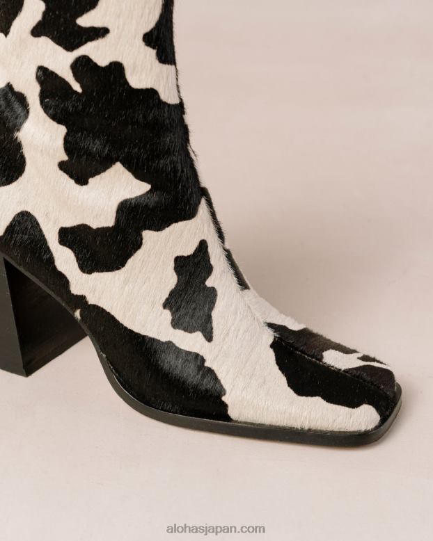 Alohas 牛の黒のプリント 42TFH147 女性 South Cow - 牛柄レザーブーツ