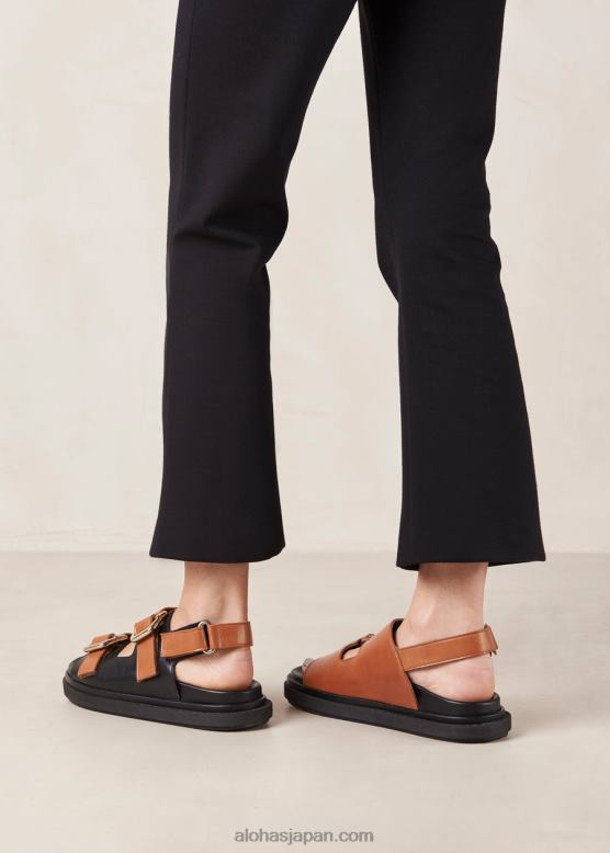 Alohas 黒い日焼け 42TFH14 女性 harper - 黒と茶色のレザーサンダル