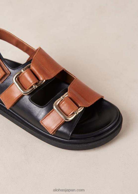Alohas 黒い日焼け 42TFH14 女性 harper - 黒と茶色のレザーサンダル