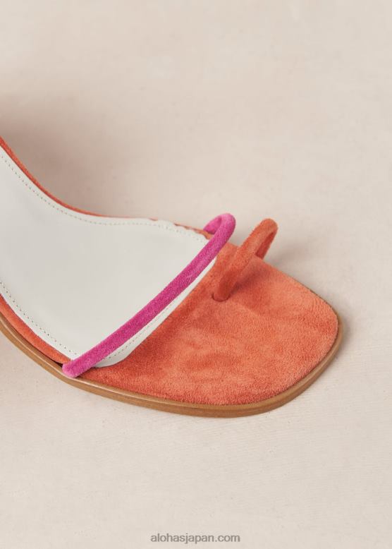 Alohas マゼンタオレンジ 42TFH18 女性 グレース - ピンクとオレンジのスエード サンダル
