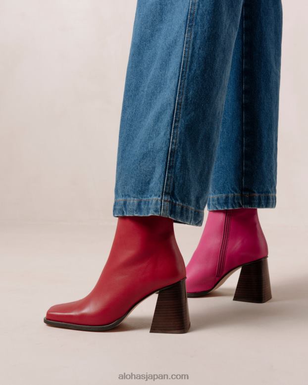 Alohas 口紅レッドマゼンタ 42TFH196 女性 サウスバイカラー - 赤とピンクのレザーブーツ