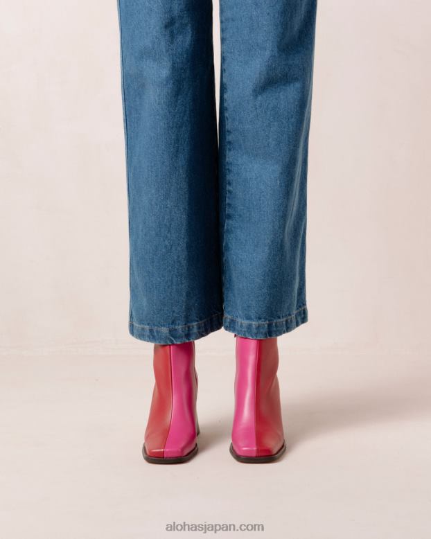 Alohas 口紅レッドマゼンタ 42TFH196 女性 サウスバイカラー - 赤とピンクのレザーブーツ