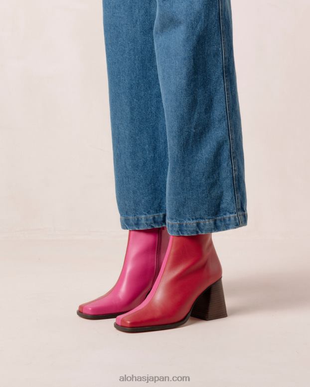 Alohas 口紅レッドマゼンタ 42TFH196 女性 サウスバイカラー - 赤とピンクのレザーブーツ