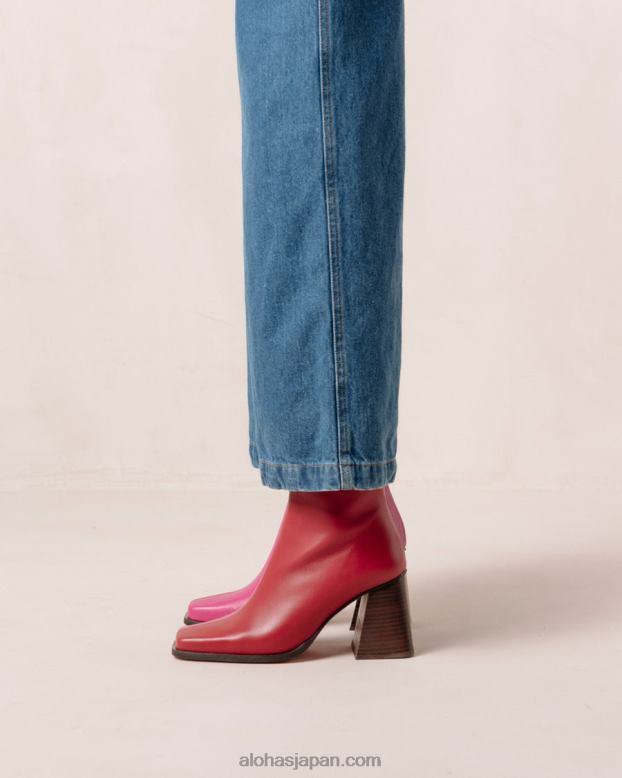 Alohas 口紅レッドマゼンタ 42TFH196 女性 サウスバイカラー - 赤とピンクのレザーブーツ