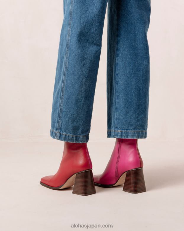 Alohas 口紅レッドマゼンタ 42TFH196 女性 サウスバイカラー - 赤とピンクのレザーブーツ