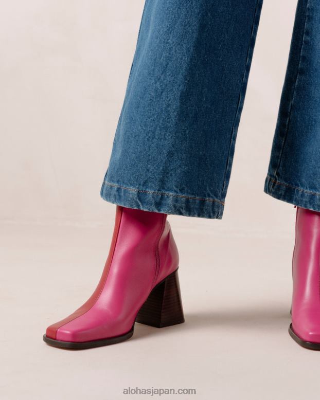 Alohas 口紅レッドマゼンタ 42TFH196 女性 サウスバイカラー - 赤とピンクのレザーブーツ