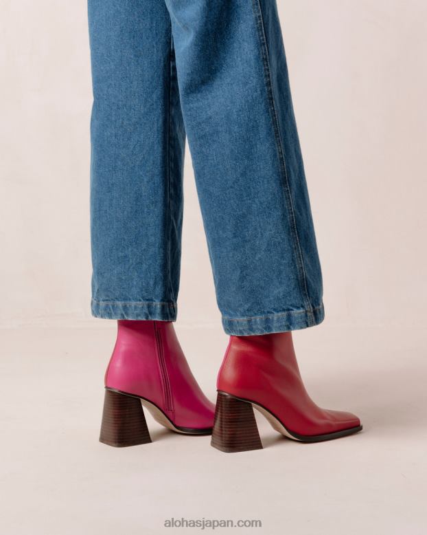 Alohas 口紅レッドマゼンタ 42TFH196 女性 サウスバイカラー - 赤とピンクのレザーブーツ
