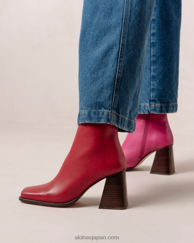 Alohas 口紅レッドマゼンタ 42TFH196 女性 サウスバイカラー - 赤とピンクのレザーブーツ