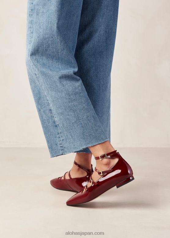 Alohas オニックスワイン ブルゴーニュ 42TFH1 女性 ルーク - レッドのパテントレザーバレエシューズ