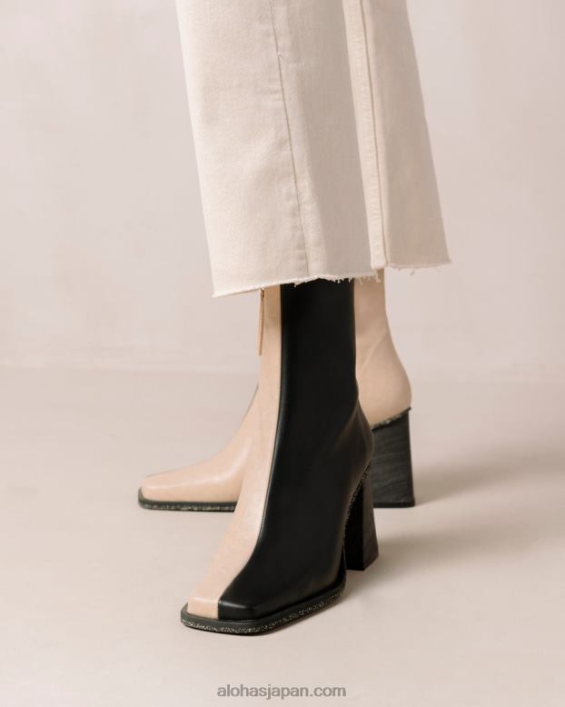 Alohas バイカラーストーンベージュブラック 42TFH201 女性 South corn - 黒とベージュのビーガン レザー ブーツ