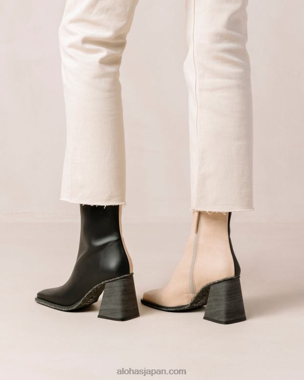 Alohas バイカラーストーンベージュブラック 42TFH201 女性 South corn - 黒とベージュのビーガン レザー ブーツ