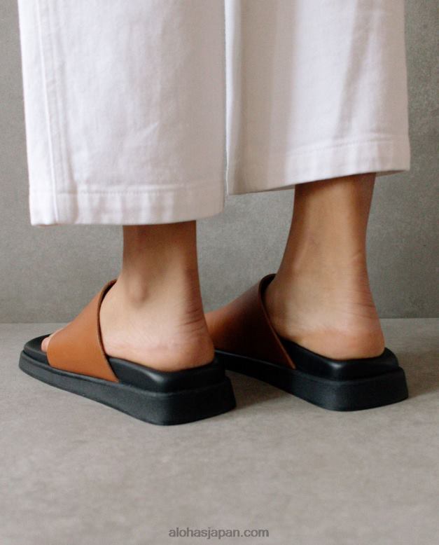 Alohas 黄褐色 42TFH219 女性 トゥ リング フロップ - ブラウン レザー サンダル